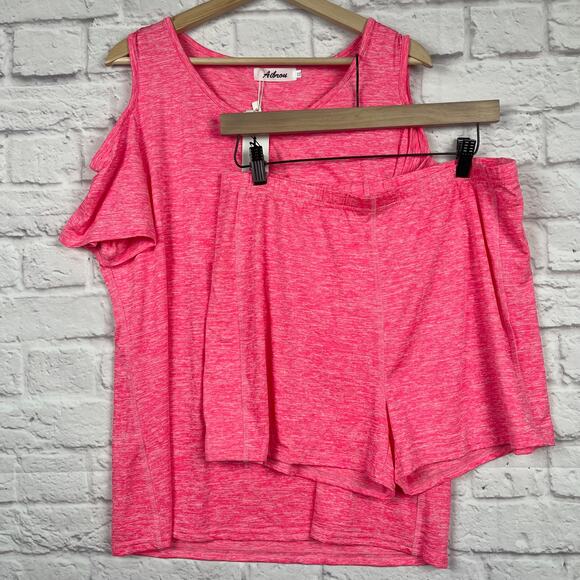 J5023 Aibrou two-piece set in a fuchsia or bright pink color size XXL - Picture 1 of 7